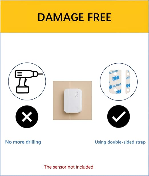 Adhesive Replacement Strips for Ring Contact Sensor 2nd Gen - Pre-Cut Double-Sided Tape 12-Pack (12Sensor&12Magnet Pads), No Cutting Needed, Secure Mounting for Door/Window Alarm Systems (12 Pack)