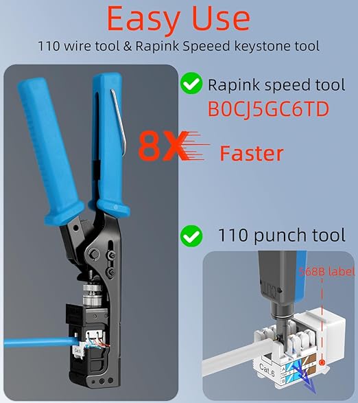 Rapink RJ45 Keystone Jack Cat6 10G Support, Keystone Jacks UTP 50 Pack for Wall Plate and Patch Panel, Rj45 Keystone 90 Degree Orange Color for Cat6, Cat5e, Cat5 Cabling