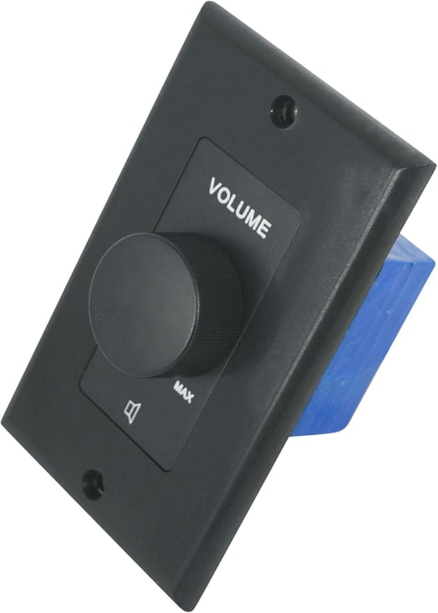 Rockville VOL70200 Black 200W 70V Volume Control Zone Controller, Single Gang, 12-Step Attenuation, Detachable Euro-Block, for Multi-Zone Audio Systems