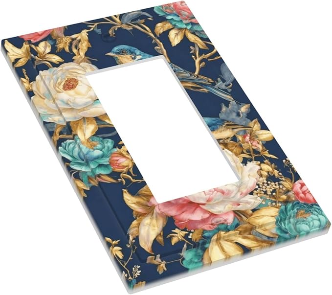 Bvtewkhz Floral Birds Morris 1 Gang Single Rocker Decorative Outlet Covers Light Switch Plate Electrical Receptacle Switchplate For Bathroom Kitchen Bedroom