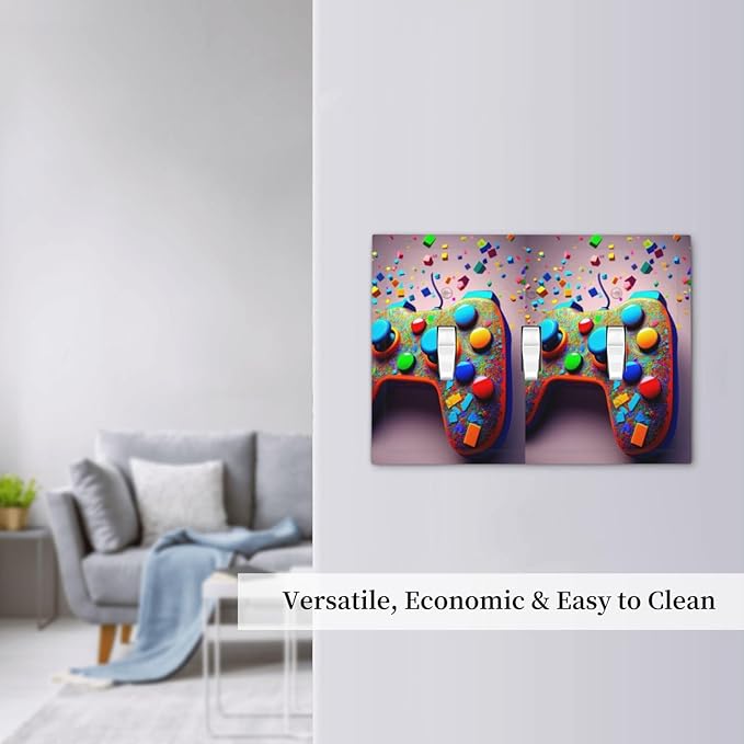 Bvtewkhz Videos Game Controller 3 Gang Triple Toggle Decorative Light Switch Covers Electrical Faceplate Switchplates for Bathroom Kitchen Home