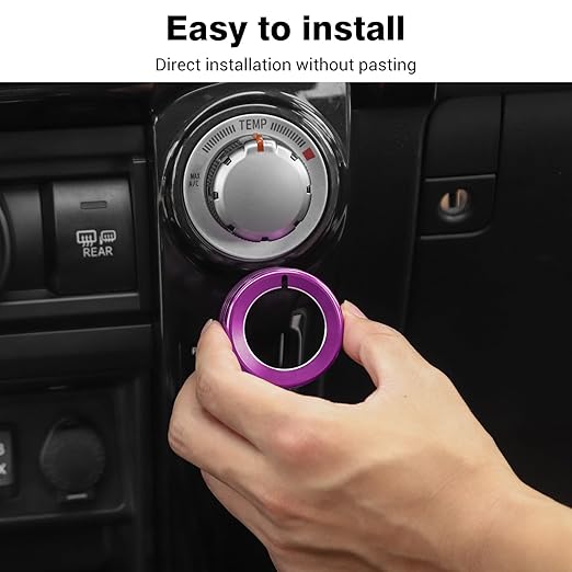 JeCar Air Conditioner Button Trim Cover Aluminum Alloy Knob Cover Fit for Toyota 4Runner 2010-2023, Purple