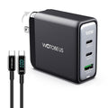 WOTOBEUS USB C GaN Wall Charger Block with ETL, Type-C Laptops Power Adapter PD3.0 100W 65W 20W, Cable with Power Display, for iPhone 17/16/15 Galaxy Pixel Motorola MacBook & Laptops