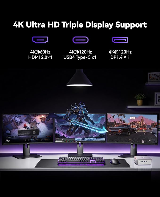 KAMRUI Hyper H2 Mini Gaming PC, in-tel Core i7-13620H Mini Computers (Beats 1280P, 10C/16T, up to 4.9GHz), 32GB RAM 1TB PCle4.0 SSD Desktop Computer, Triple 4K Display, USB4, WiFi6, BT5.2, Business