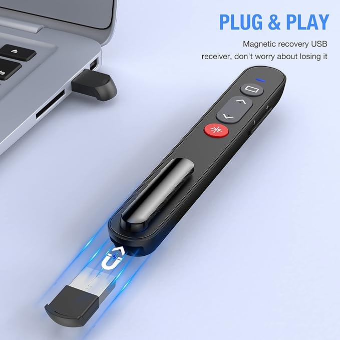 NinjajoyOX Presentation Clicker with Case, Wireless Presenter for PowerPoint Slide with Hyperlink & Volume Control, Presentation Remote Clicker for Mac/Computer/Laptop, Google Slide/PPT/Keynote