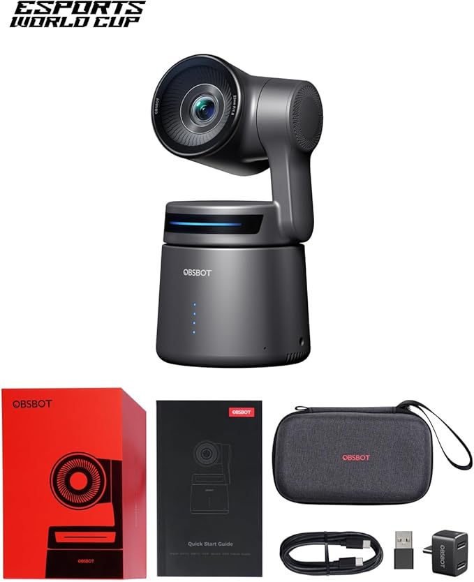 OBSBOT Tail Air NDI Streaming Camera 4K, AI Tracking PTZ Camera with Intelligent APP, Gesture Control, HDMI/USB-C/Wireless Webcam, Video Camera Live Stream for YouTube, Church, Worship, Creator, etc.