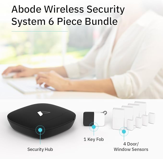 Abode 6 Piece Wireless Security System – Expandable to Protect Your Whole Home - Easy DIY Installation - Optional Professional Monitoring - Compatible with Alexa & Google Assistant