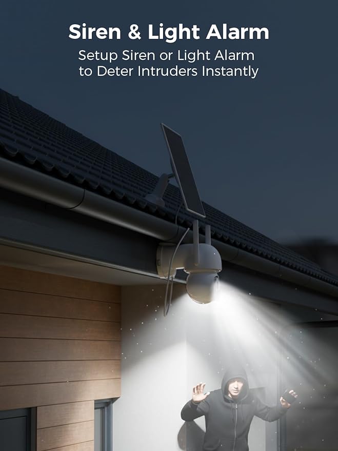 GAIEXCE Solar Home Security Camera System Wireless Outdoor, 4 Cam Kit with Base Station, No Subscription, Local Storage, Expandable 10CH, 2K 360° Pan Tilt, Color Night Vision, Works Offline, 2.4G/5G