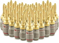 Nakamichi FanLock Excel Series 24k Gold Plated Banana Plugs 10 AWG - 18 AWG Gauge Size 4mm for Speakers Amplifier Hi-Fi Stereo Home Theatre Radio Audio Wire Cable Quick Connector, 48 Pcs (24-Pairs)