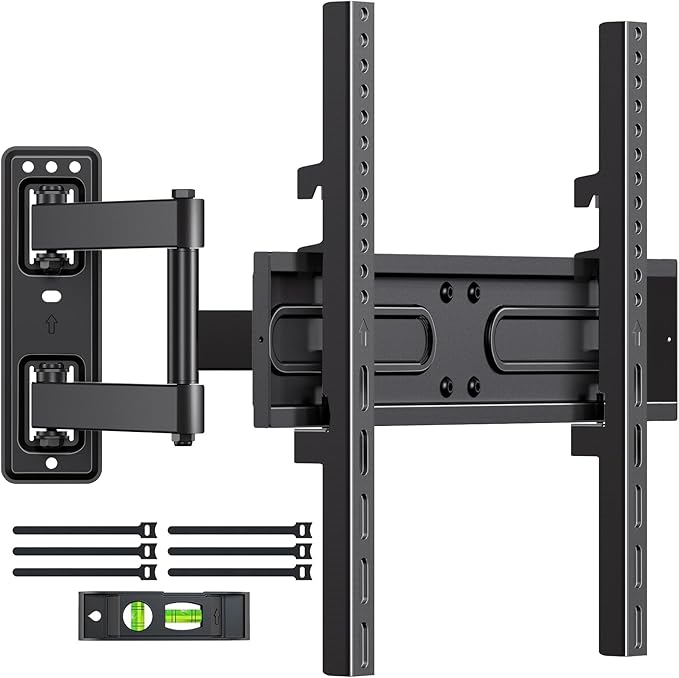 Full Motion TV Wall Mount for Most 32-55 inch TVs up to 66 lbs, Rotation, Swivel, Tilt Articulating Wall Mount Bracket with Magnetic Level and Cable Storage for Corner Living Room Max VESA 400x400mm