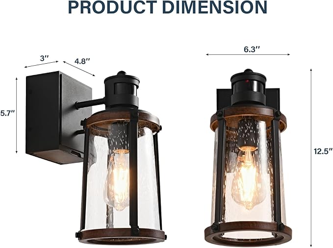 JOKAONOTL Dusk to Dawn Motion Sensor Outdoor Light with GFCI Outlet Waterproof Outside Porch Light Exterior Lighting Fixtures for House Garage Front Door,Bulb Included,12.5 "H,1PC