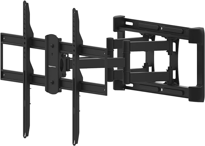 Amazon Basics Heavy Duty Dual Arm, Full Motion Articulating TV Mount for 37" to 80" TVs up to 132 lbs, Fits LED LCD OLED Flat Curved Screens, Black