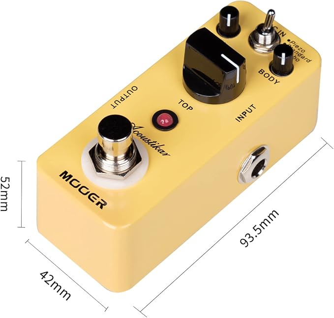 MOOER Acoustikar Acoustic Guitar Pedal Simulator Pedal, 3 Modes Piezo/Standard/Jumbo, Nature and Smooth Acoustic Guitar Sound