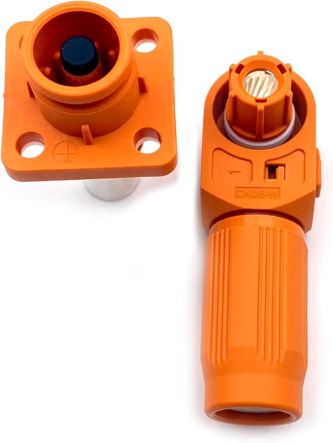 1 Set Battery Energy Storage Connector, 300A High Current Connectors Quick Plug Terminal Orange Right Angle Plug and Socket IP67 Waterproof Power Adapter Crimping 95mm² Wiring (1500V)