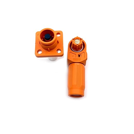 350A Battery Energy Storage Connector, 120mm² High Current Connectors IP67 Waterproof Crimping Wiring Power Adapter Quick Plug Terminal Right Angle Plug and Socket (1500V Black+Orange)