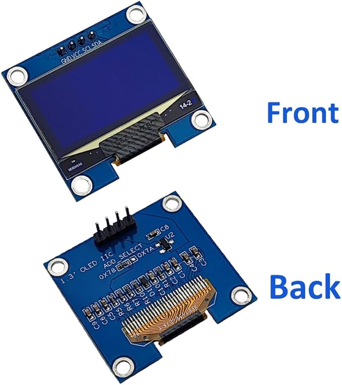Haldzemo 1.3 inch OLED Display Module I2C IIC 128x64 LCD Screen S H1106 12864 Compatible Arduino (2 Pack, White)
