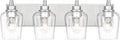 METWET Bathroom Light Fixtures, 4-Light Modern Vanity Light with Clear Glass Wine Glass-Shaped Shade, Vanity Lighting Fixtures Over Mirror, Brushed Nickel, VL155-BN-4