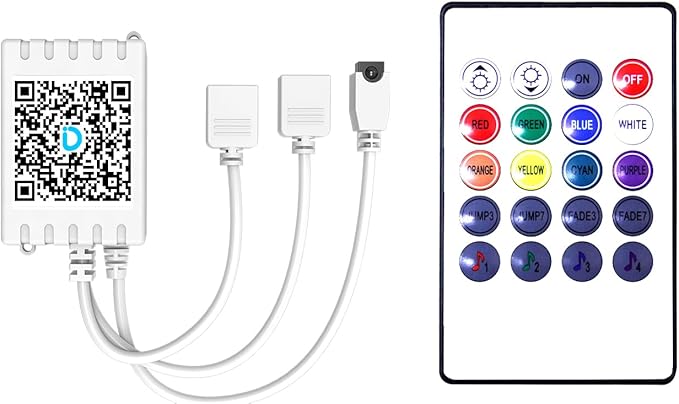 DAYBETTER 2 Ports 20 Key Smart Wi-Fi Led Strip Lights Remote Control, Output Dimmable Remote Controller Voltage DC 24V(Without Power Adapter)