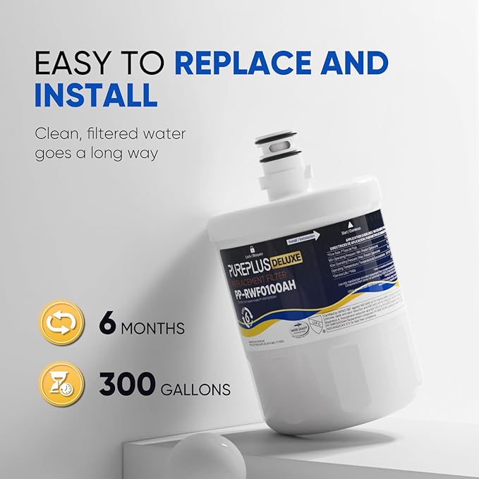 PUREPLUS NSF/ANSI 401, 53, 42 & NSF P473 Certified Replacement for LG LT500P, ADQ72910901, GEN11042FR-08, Kenmore 9890, 469890, HDX FML-1, ADQ72910907 Refrigerator Water Filter, 1Pack