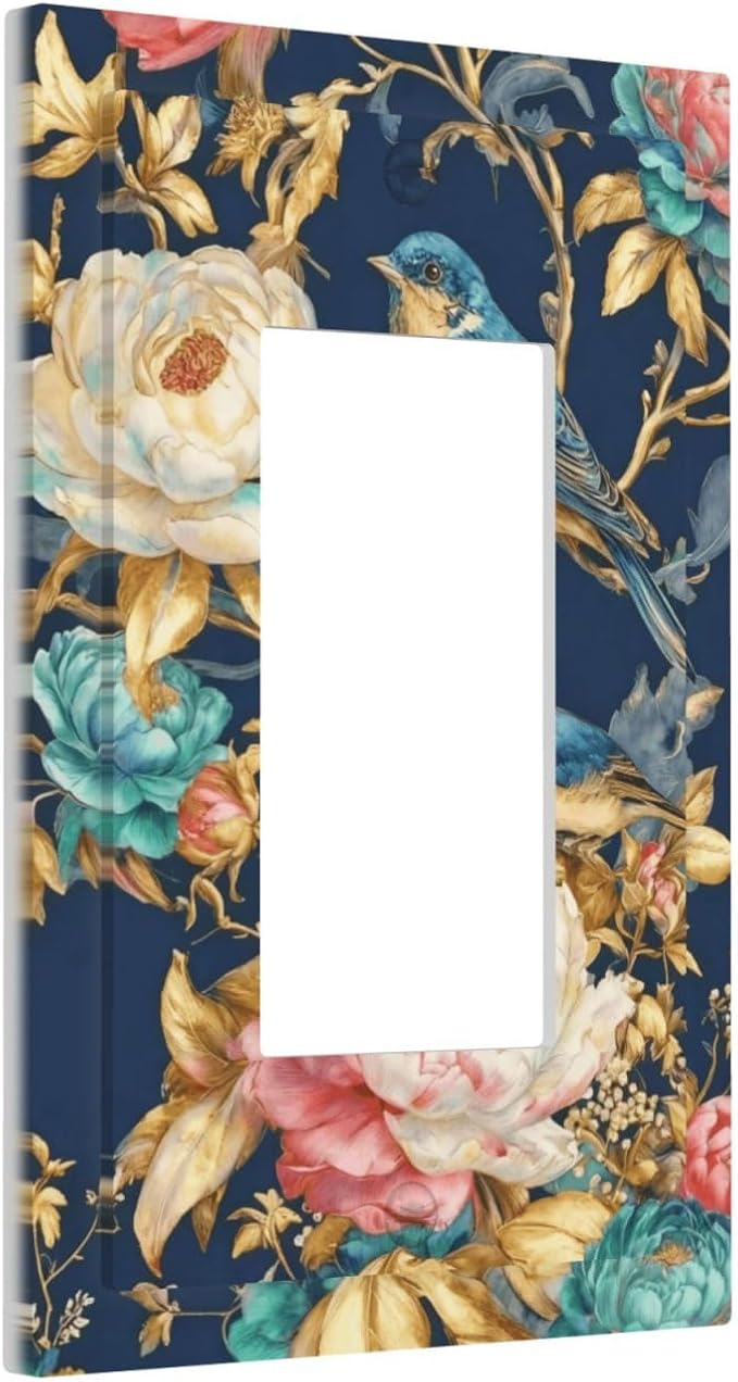 Bvtewkhz Floral Birds Morris 1 Gang Single Rocker Decorative Outlet Covers Light Switch Plate Electrical Receptacle Switchplate For Bathroom Kitchen Bedroom