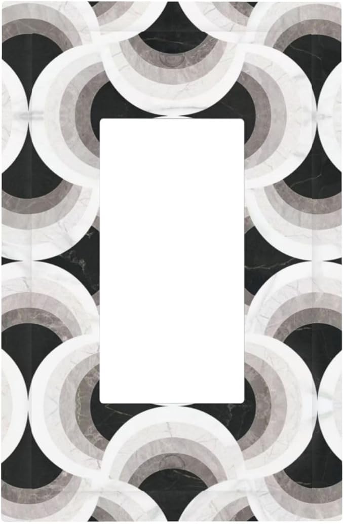 Bvtewkhz Black/White Art Marble 1 Gang Single Rocker Decorative Light Switch Covers Electrical Faceplate Switch Plates for Bathroom Kitchen Home