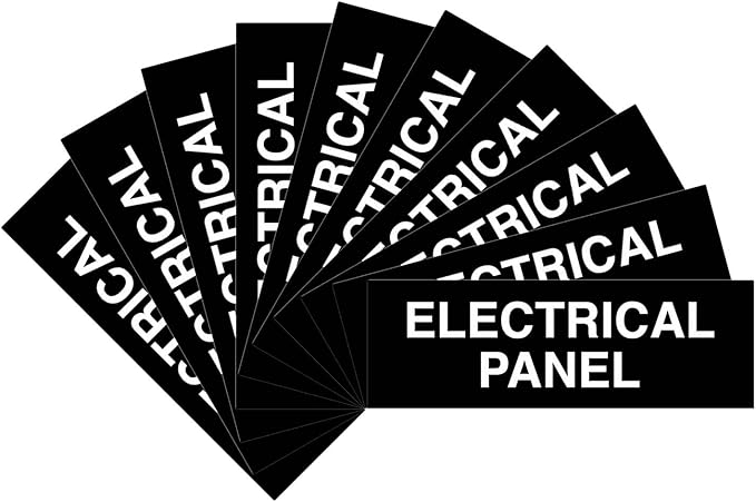 All Quality Basic Electrical Panel Sign - Fire Regulation Safety Compliance Sign - Black - Small (10 Pack)