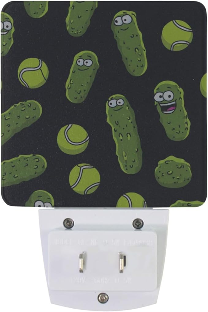 Pigsaly Led Night Light Cartoon Pickle Ball Night Light Plug in Wall Lamp Smart Dusk to Dawn Sensor Nightlight Led Lamp Energy Saving Lights Gift for Kids Room Bedroom Bathroom Hallway