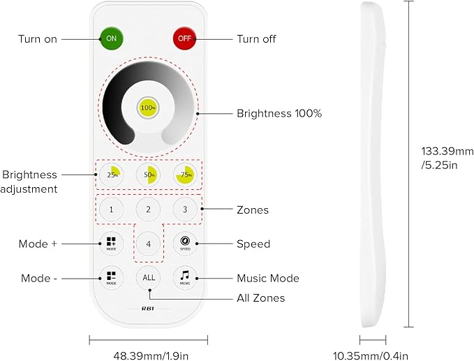 BTF-LIGHTING SP630E Bluetooth Controllers 4 Zones 2.4GHz Dimming RF RB1 Remote Kit Support FCOB COB SMD PWM or SPI Single Color LED Strip WS2811 IC etc DC5V DC12V DC24V
