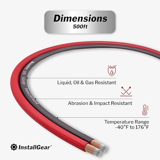 InstallGear 14 Gauge Speaker Wire 500 ft - CCA Cable for Car Audio and Home Theater - Soft Touch PVC Jacket - Easy Polarity ID - Surround Sound and Stereo Use - Black and Red