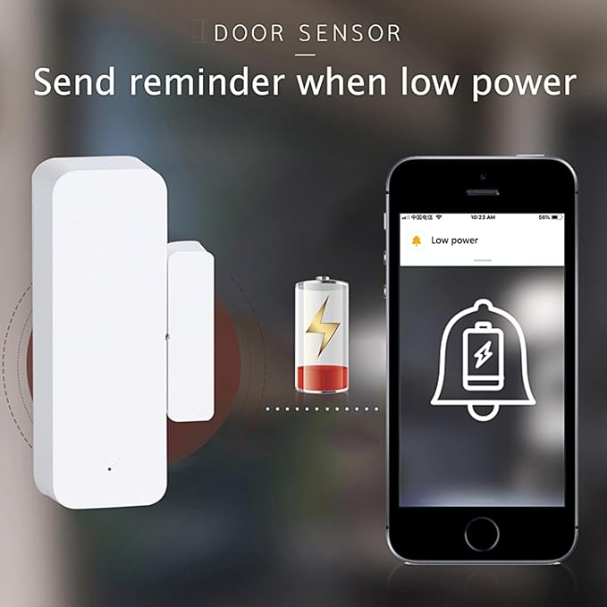 WiFi Door Sensor Window Detector: Smart Window Contact Sensor, Wireless Magnetic Door Open Detector with Free Notification Alerts, Compatible with Alexa Google Assistant (1-Pack)