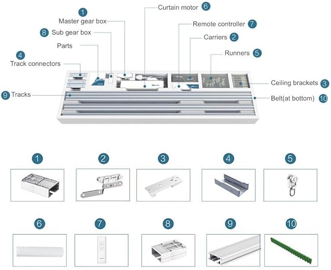 OlideSmart DIY Wifi Smart Automatic Curtain Motor Track System, Automatic Curtain Motor, Blinds Tracks, Length can be customized (White, 3.2m)