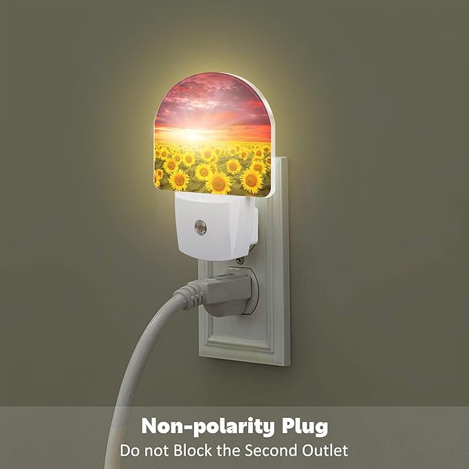 sndheke Sunflowers with Sunset Night Light for Kids,Blooming Summer Sunflowers Night Light Plug in with Dusk to Dawn Sensor,0.5w Energy Saving Nightlight for Hallway Stairway Kitchen Bedroom