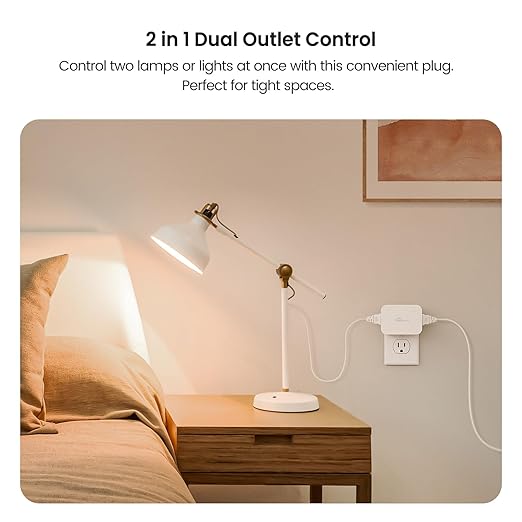 TREATLIFE 2 in 1 Dimmer Plug with Remote, No Smart Features, Wireless Remote Control Outlet, Up to 100FT Range, Plug-in Dimmer Switch for Dimmable Bulbs, String Lights, Max Power 300W