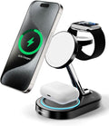Charging Station for MagSafe Charger,Wireless Charging Station for iPhone MagSafe Charger,Intoval 3 in 1 Fast Magnetic Stand for iPhone 16/15/14/13 Apple Watch 10, Airpods. (Black)