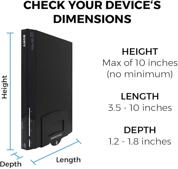 HumanCentric Cable Box and Modem Mount, Adjustable Wall Mount for Small and Narrow Devices, Cable Boxes, Modems, DVD Players, Streaming Media Devices, Mount on The Wall Behind TV, Hardware Included