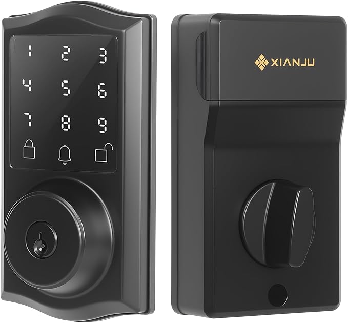 Smart Keyless Entry Door Lock with App Control, Electronic Touchscreen Keypad Deadbolt with Doorbell, App Remote, Voice Prompt, Auto Lock, IP55 Waterproof, 500+ User Capacity, Easy Installation