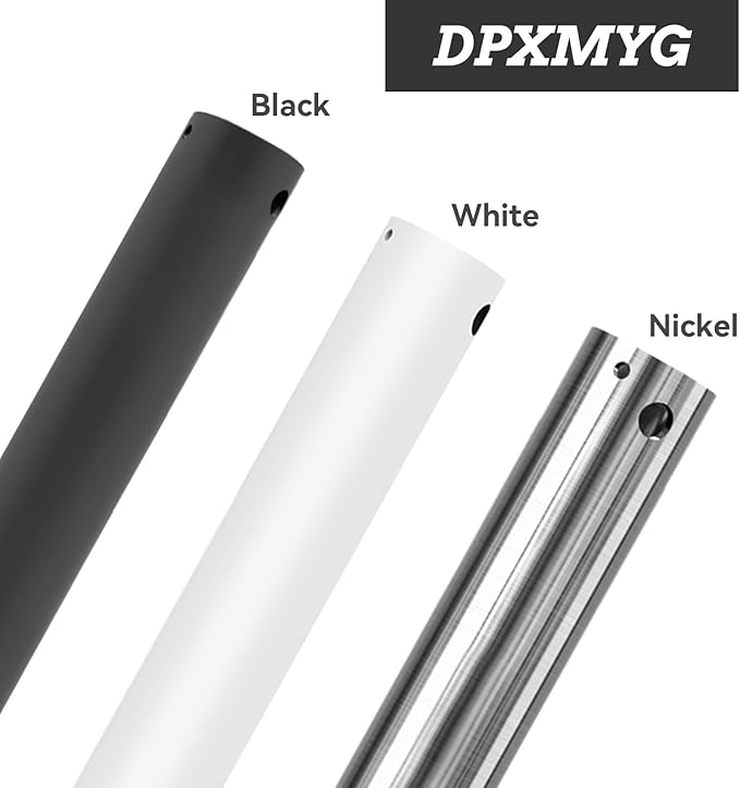 DPXMYG 60 inch Ceiling Fan Downrod with Extension Cord, 5 FT White Downrod for Ceiling Fan, 1 inch Outside Diameter, Ceiling Fan Boom Suitable for a Wide Range of Fans (White, Not Threaded)