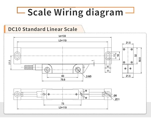 ANBBIN 170mm 320mm 620mm Linear Scale Set 3 Axis DRO for Milling Machine, 3 Axis LED Digital Readout for Lathe CNC Machine 5um