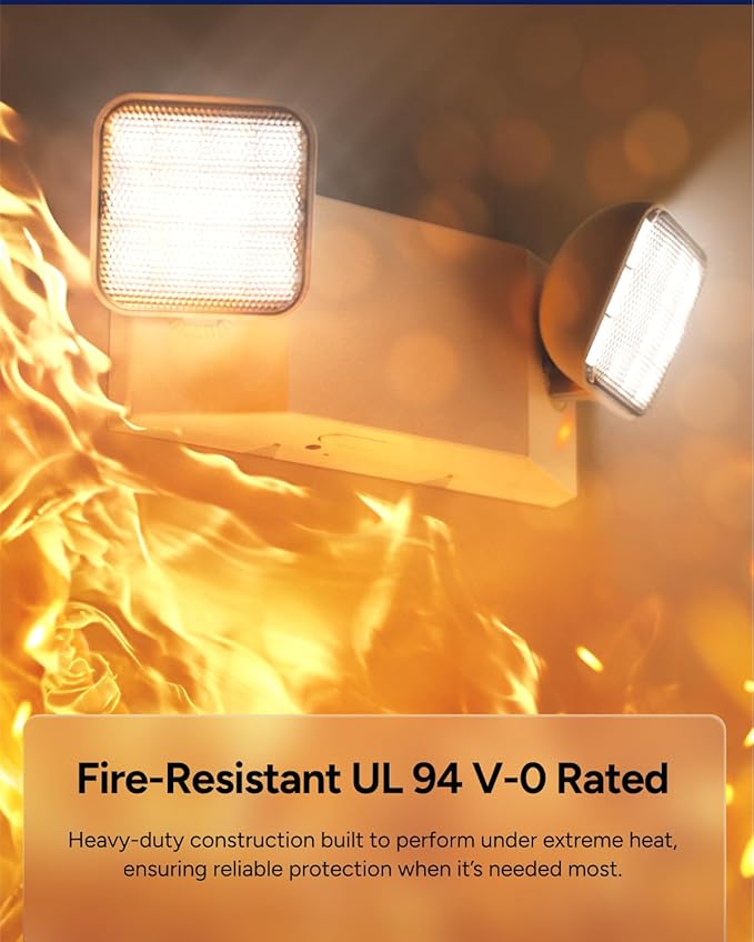 Sunco LED Emergency Lights, Commercial Lighting for Business, Power Outages, Offices, with Backup Battery (90 Minutes), Wall Mount, Hard Wired, 120-277V, Fire Resistant (94V-0) UL.