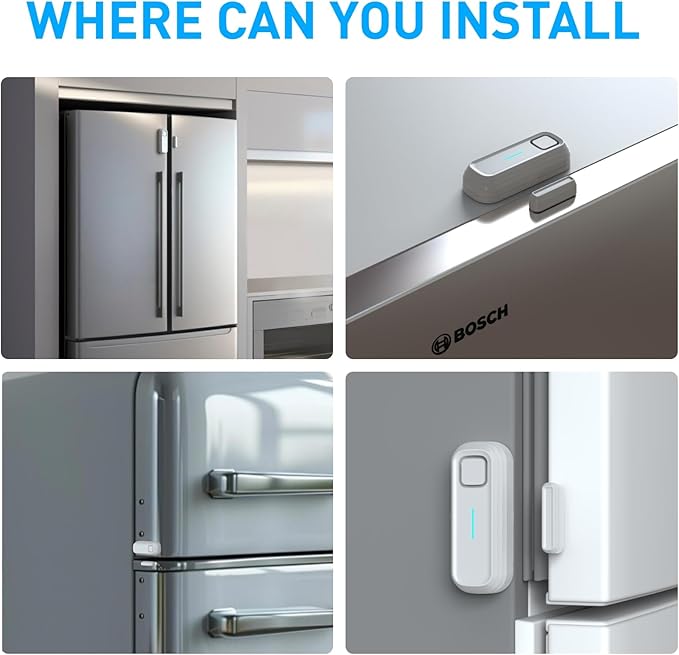 DAYTECH Fridge Door Alarm with Delay 1/2/3/4 mins Adjustable Close Windows Reminder 0-120 dB Refrigerator Alert Wireless Door Ajar Chime for Freezer Fridge Home 1 Set White