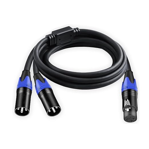 Seefeful (5FT) XLR Splitter Cable, 1 Female to 2 Male Patch Y Cable Balanced Microphone Splitter Cord Audio Adaptor