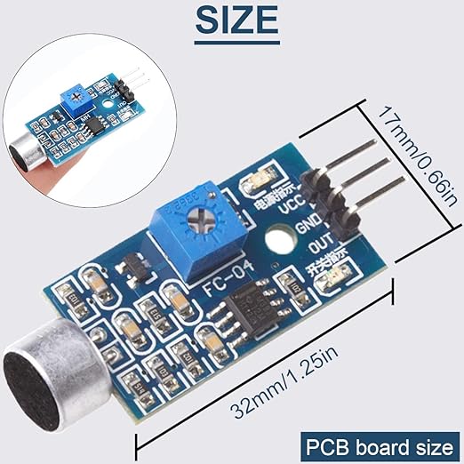 DAOKAI 5PCS Microphone Sensor Module High Sensitivity Sound Detection Sound Sensor Control Switch Module(Blue) 3.3-5V for Arduino with Dupont Cable