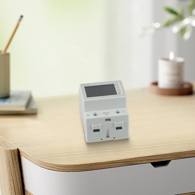 LCD Digital Energy Meter, Single Phase Energy Meter, Din Rail Electricity Usage Monitor, Power Usage Monitor AC170V~270V Power Voltage Meter(KWS-302)