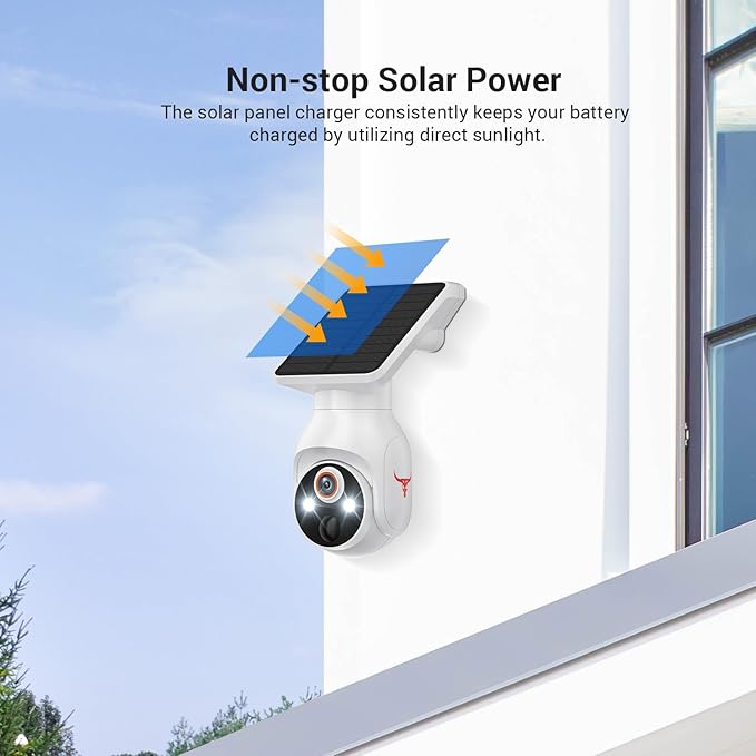 GlowPop 1080p Security Camera Wireless with Solar Panel, 2.4G WiFi Only, AI Human Detection, 2-Way Audio, Color Night Vision, Indoor/Outdoor Surveillance Bullet Cam, Cloud Storage (Sold Separately)