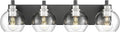 METWET Bathroom Light Fixtures, 4-Light Black and Brushed Nickel Bathroom Vanity Light, 26 Inch Modern Wall Sconces with Globe Clear Glass Shade, Vanity Lighting Fixtures Over Mirror, VL195-KN-4