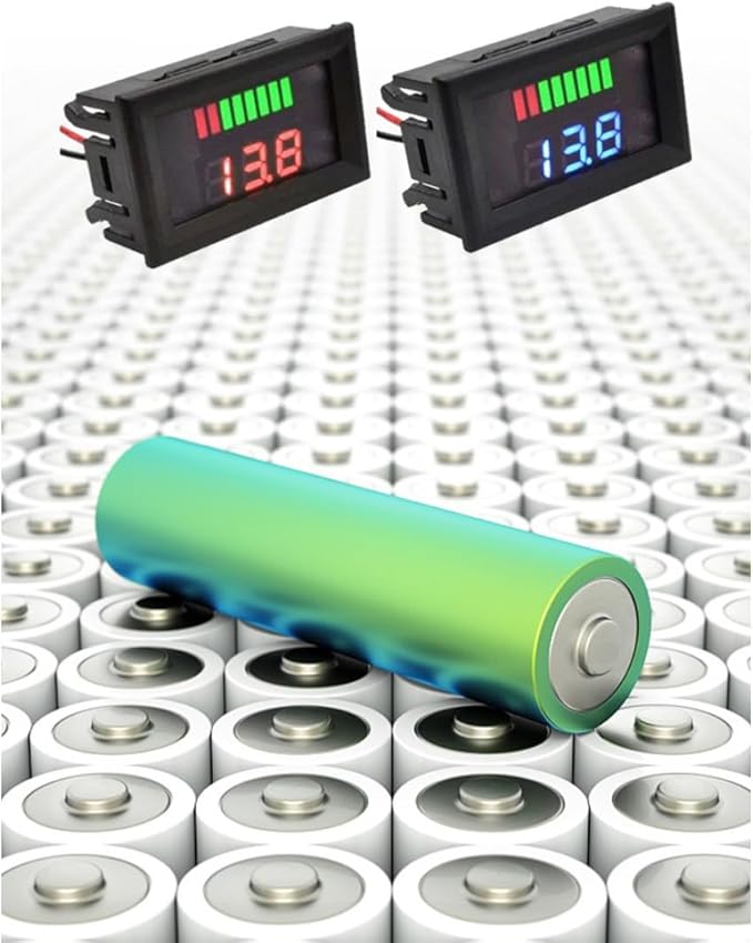 Battery Charge Level Indicator Universal Car Battery Capacity Meter Tester Checker 12V-72V Blue Car Battery Tester Motorcycle Battery Checker Battery Fuel Gauge Indicator Battery Capacity Meter Teste