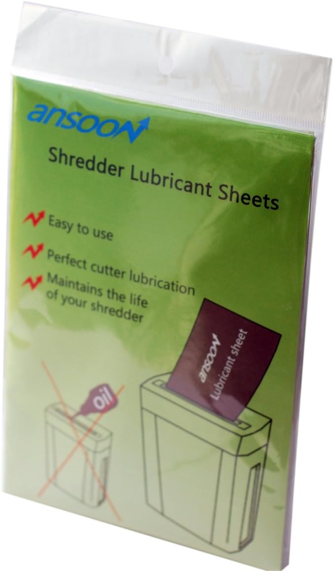 Ansoon Paper Shredder Lubricant Sheets, Paper Shredder Sharpening & Lubricating Sheets (12PCS)