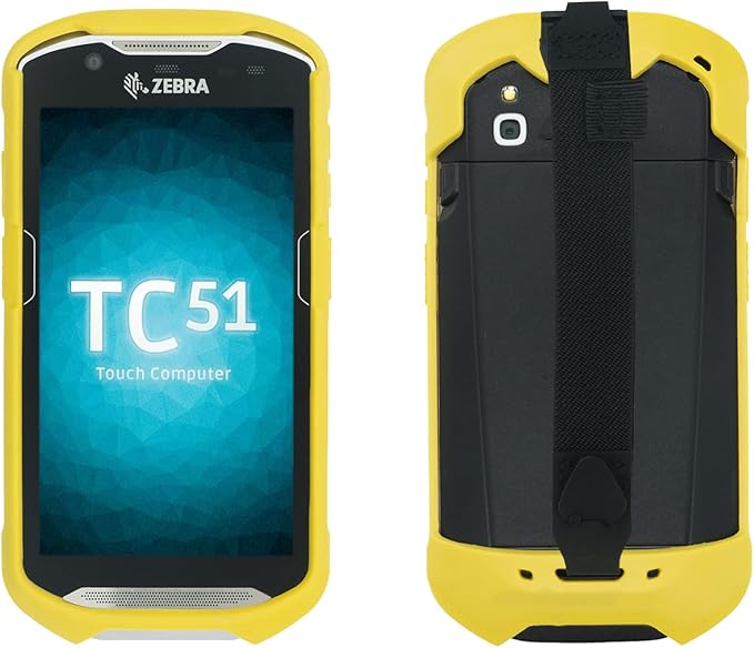 Protective Cover Bumper Case Rugged Boot with Hand Strap for Zebra TC51 TC510K TC52 TC56 TC57 (Yellow)