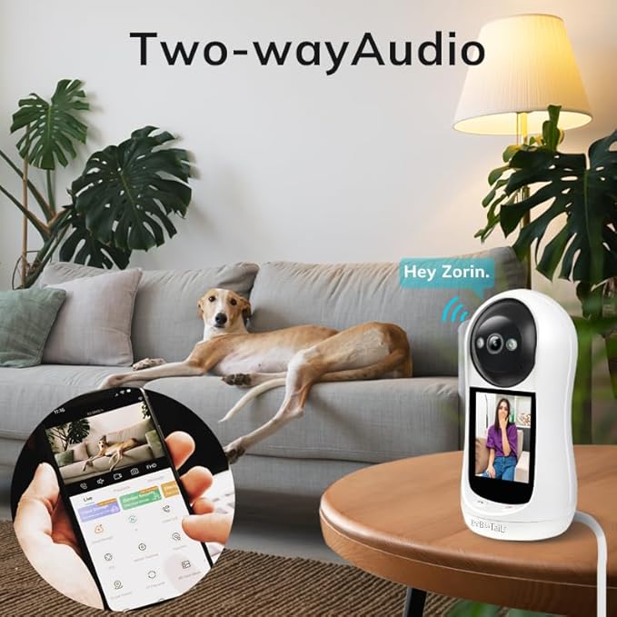 Bobotails Pet Camera for Dogs Cats - 5MP 1080P Indoor Smart Camera with 360° Vision, Motion Tracking, 2-Way Audio, Human Detection & 32ft Night Vision for Baby and Pet Monitor
