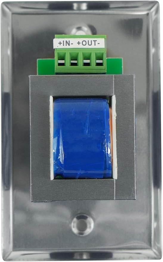 Rockville VOL70200 SS 200W 70V Wall Volume Control Zone Controller, Stainless Steel, Single-Gang, Euro-Block Connectors, Perfect for Commercial Audio Systems